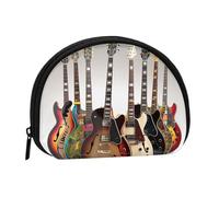 Porte-monnaie imprimé guitare, porte-monnaie portable avec fermeture éclair, sac à cosmétiques, porte-monnaie, mini sac de maquillage pour femme pour ranger de la monnaie, des cartes, des clés