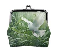 Porte-monnaie imprimé herbe et colombe - Portefeuille léger et minimaliste pour festivals de musique et concerts, Noir , Taille unique, Art Déco