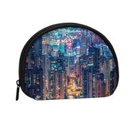 Porte-monnaie imprimé Hong Kong pour femme avec fermeture éclair, Noir , Taille unique, Pochette à monnaie