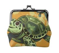 Porte-monnaie imprimé mouton en cuir synthétique avec serrure à baiser, trousse de maquillage pour femmes et filles, portefeuille pour argent, pièces de monnaie, clés, rouge à lèvres, Tortue de mer