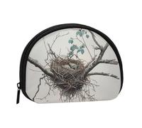 Porte-monnaie imprimé nid d'oiseaux, porte-monnaie portable avec fermeture éclair, sac à cosmétiques, porte-monnaie, mini sac de maquillage pour femme pour ranger de la monnaie, des cartes, des clés