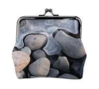 Porte-monnaie imprimé pierres sous la glace pour homme et femme en cuir avec verrou de baiser