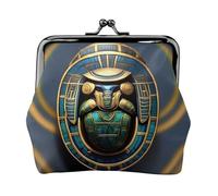 Porte-monnaie imprimé scarabée égyptien, mini porte-monnaie pour femme, petit porte-monnaie pour carte de crédit, carte d'identité, clé, noir, One Size, Vintage
