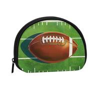 Porte-monnaie imprimé terrain de football américain et ballon de football américain, pochette portefeuille, mini sac de rangement, sac de maquillage pour femme et fille, Noir , Taille unique, Pochette