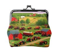 Porte-monnaie imprimé tracteur ferme, mini porte-monnaie pour femme, petit porte-monnaie pour carte de crédit, carte d'identité, clé, noir, One Size, Vintage