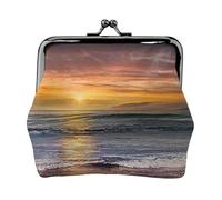 Porte-monnaie imprimé univers galaxie espace pour femme mignon en cuir PU porte-monnaie mini porte-monnaie pochette avec verrou Kiss-Lock, Sunset Beach, One Size, Pochette à monnaie