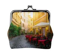 Porte-monnaie italien imprimé vieille rue pour homme et femme en cuir avec serrure à baiser petite pochette porte-monnaie