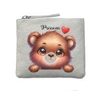 Porte Monnaie Ivoire Motif Ourson Coeur Personnalisable