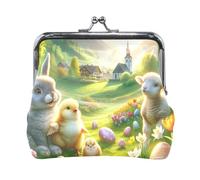 Porte-monnaie léger avec fermeture à pression Motif champignons de la forêt, Animaux de Pâques Village Vert, one size, Animaux de Pâques Village Vert