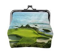 Porte-monnaie léger avec impression de parcours de golf de plage, portefeuille minimaliste pour courses de café et sorties locales, Noir , Taille unique, Pochette à monnaie