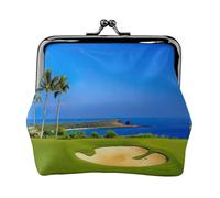 Porte-monnaie léger avec impression de parcours de golf, portefeuille minimaliste pour courses de café et sorties locales, Noir , Taille unique, Pochette à monnaie
