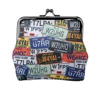 Porte-monnaie léger avec impression de plaque d'immatriculation, portefeuille minimaliste pour les courses de café et les sorties locales, Noir , Taille unique, Pochette à monnaie