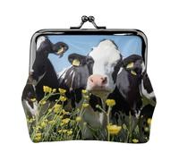 Porte-monnaie léger avec impression de vaches noires et blanches, portefeuille minimaliste pour les courses de café et les sorties locales, Noir , Taille unique, Pochette à monnaie