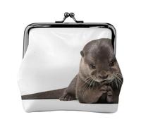 Porte-monnaie léger avec imprimé loutre, portefeuille minimaliste pour les courses de café et les sorties locales, Noir , Taille unique, Pochette à monnaie