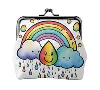 Porte-monnaie léger et minimaliste avec motif gouttes de pluie et nuages arc-en-ciel pour festivals de musique et concerts, Noir , Taille unique, Art Déco