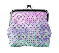 Porte-monnaie léger imprimé écailles de sirène, portefeuille minimaliste pour les courses de café et les sorties locales, Noir , Taille unique, Pochette à monnaie