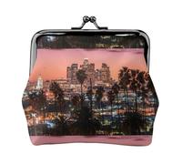 Porte-monnaie léger imprimé palmiers de Los Angeles, portefeuille minimaliste pour les courses de café et les sorties locales, Noir , Taille unique, Pochette à monnaie