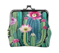 Porte-monnaie léger pour femme avec imprimé cactus en fleurs - Petite pochette étanche pour pièces de monnaie et cartes