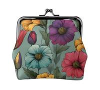 Porte-monnaie léger pour femme avec imprimé fleurs colorées - Petite pochette étanche pour pièces de monnaie et cartes