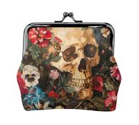 Porte-monnaie léger pour femme avec imprimé tête de mort floral - Petite pochette étanche pour pièces de monnaie et cartes
