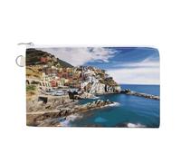Porte-monnaie Lemurs in The Jungle avec fermeture éclair, sac à main en toile, porte-monnaie portable pour homme et femme, petite trousse de maquillage, Cinque Terre Scenery, Taille unique, Petit