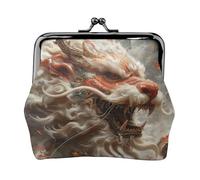 Porte-monnaie lion-dragon pour femme, petit portefeuille pour femme, petite trousse de maquillage pour sac à main, portefeuille rétro ultra fin, noir, One Size, Art déco