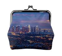 Porte-monnaie Los Angeles Skyline Prints pour femmes et filles - Mini pochette portefeuille avec serrure à baiser - Joli portefeuille en cuir, Noir , Taille unique, Pochette à monnaie