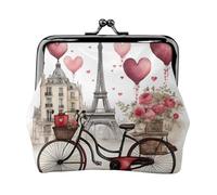 Porte-monnaie Love Paris Tower pour café, vin, parfum, vélo, cœur imprimé, mini porte-monnaie pour femme, petit porte-monnaie pour carte de crédit, carte d'identité, clé, noir, One Size, Vintage