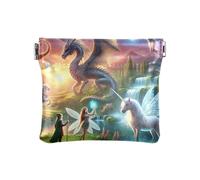 Porte-monnaie mandala vert forêt pour clés, porte-monnaie pour homme et femme, Coucher de soleil et licorne, one size, Coucher de soleil et licorne