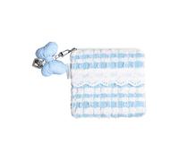 Porte-monnaie matelassé avec bordure en dentelle douce d'inspiration coréenne pour femmes et filles, pochette de maquillage de voyage crème, bleu