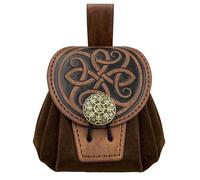 Porte-Monnaie médiéval Viking Pirate sorcière Accessoires Sac chapelet clé dés Pochette Organisateur Cosplay for Hommes Occidentaux Femmes Cowboy(Four-Leaf Brown)