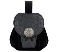 Porte-Monnaie médiéval Viking Pirate sorcière Accessoires Sac chapelet clé dés Pochette Organisateur Cosplay for Hommes Occidentaux Femmes Cowboy(Four-Leaf Black)