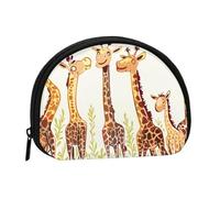 Porte-monnaie mignon avec imprimé girafes de dessin animé sauvage, pochette portefeuille, mini sac de rangement, sac de maquillage pour femme et fille, Noir , Taille unique, Pochette à monnaie