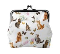 Porte-monnaie mignon avec imprimé papillon et fermoir à baiser - Petite pochette vintage pour homme et femme, Noir , Taille unique, Pochette à monnaie