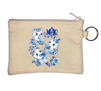 Porte-monnaie mignon avec petit chat japonais et lapin Beige