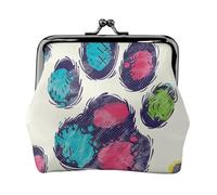 Porte-monnaie mignon coloré en cuir synthétique imprimé patte de chien pour femme avec serrure à baiser, Noir , Taille unique, Moderne
