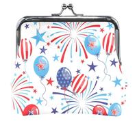 Porte-monnaie mignon en cuir avec verrou pour femme Motif feux d'artifice Blanc, Feu d'artifice blanc froid, Classique