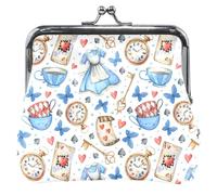 Porte-monnaie mignon en cuir pour femme avec serrure à baiser l'heure du thé Blanc, Tea Time Blanc, OneSize