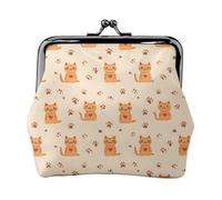 Porte-monnaie mignon en cuir synthétique avec motif de patte de chat pour femme, porte-monnaie avec serrure à baiser
