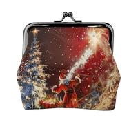 Porte-monnaie mignon en cuir synthétique avec serrure à baiser, trousse de maquillage pour femmes et filles, porte-monnaie pour argent, pièces de monnaie, clés, rouge à lèvres, Christmas Magic, One