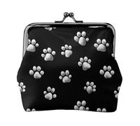 Porte-monnaie mignon en cuir synthétique imprimé patte de chien pour femme, porte-monnaie avec serrure à baiser, petit porte-monnaie en cuir synthétique