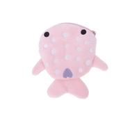 Porte-monnaie mignon en peluche avec motif de requin baleine, porte-monnaie, pochette pour clés, écouteurs, porte-monnaie en peluche à fermeture éclair, rose