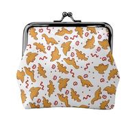 Porte-Monnaie Mignon en Similicuir avec Motif Dinosaure et Nuggets de Poulet, Fermeture à Double Fermoir, idéal pour Femme et Cadeau d'anniversaire Original. Ce Porte-Monnaie Fonctionnel à Fermoir