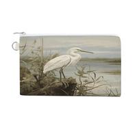 Porte-monnaie mignon en toile avec fermeture éclair pour homme et femme, Aigrette des marais, Taille unique, Petit porte-monnaie