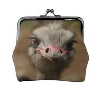 Porte-monnaie mignon imprimé autruche avec serrure à baiser, petite pochette vintage pour homme et femme, Noir , Taille unique, Pochette à monnaie