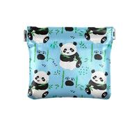 Porte-monnaie mignon lamas rayé floral sans fermeture éclair pour cartes de crédit, clés, rouge à lèvres, taille 10,9 x 9,4 cm, Pandas mignons bleus, one size, Pandas mignons bleus