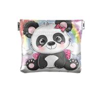 Porte-monnaie mignon panda sur l'arc-en-ciel en cuir synthétique pour femme fille homme