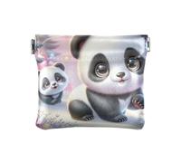 Porte-monnaie mignon pandas jouant rose sans fermeture éclair pour homme femme taille 10,9 x 9,4 cm, Pandas mignons grands yeux, one size, Pandas mignons grands yeux