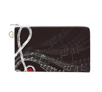 Porte-monnaie mignon porte-clés de voyage portable avec triple amour et musique portefeuille avec fermeture éclair pour femmes et filles