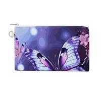 Porte-monnaie mignon porte-clés de voyage portable papillon violet portefeuille avec fermeture éclair pour femmes et filles